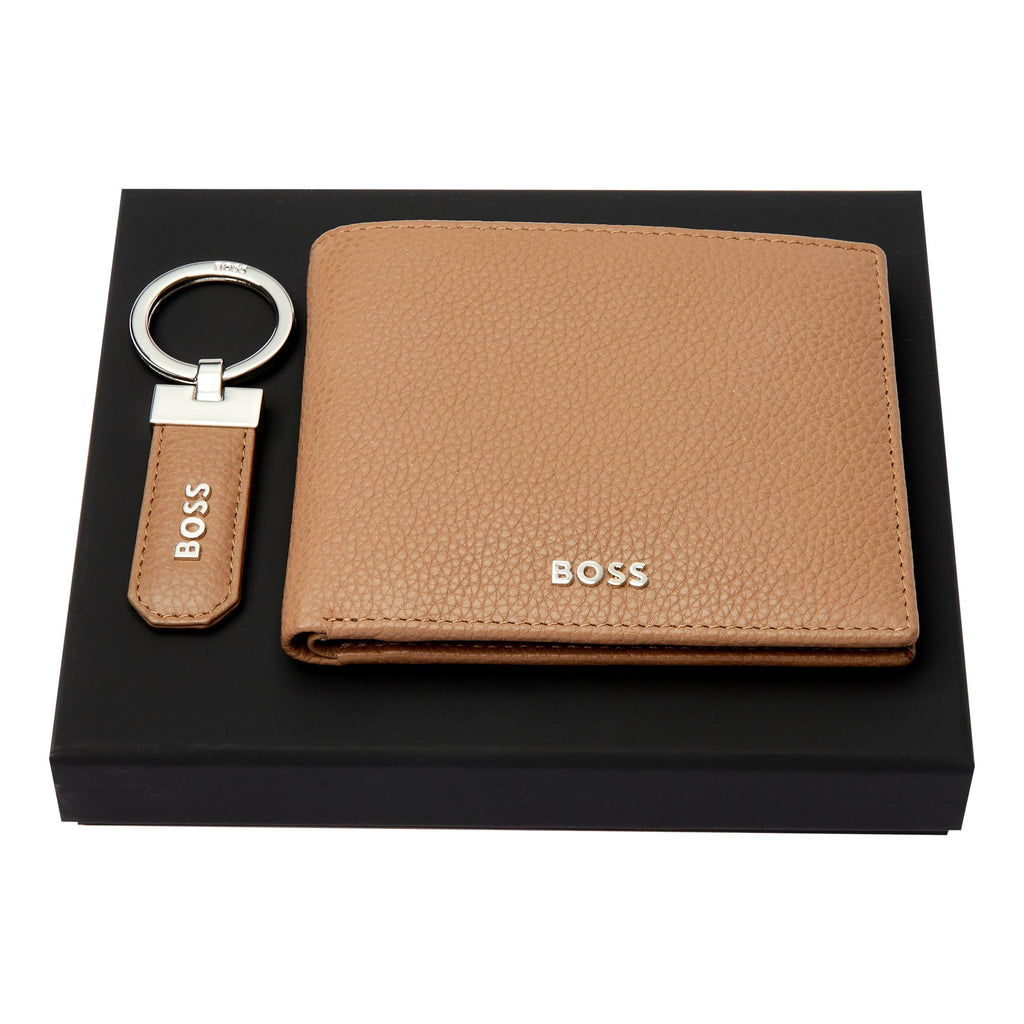  Small leather goods set BOSS Grained Camel wallet & keyring Classic