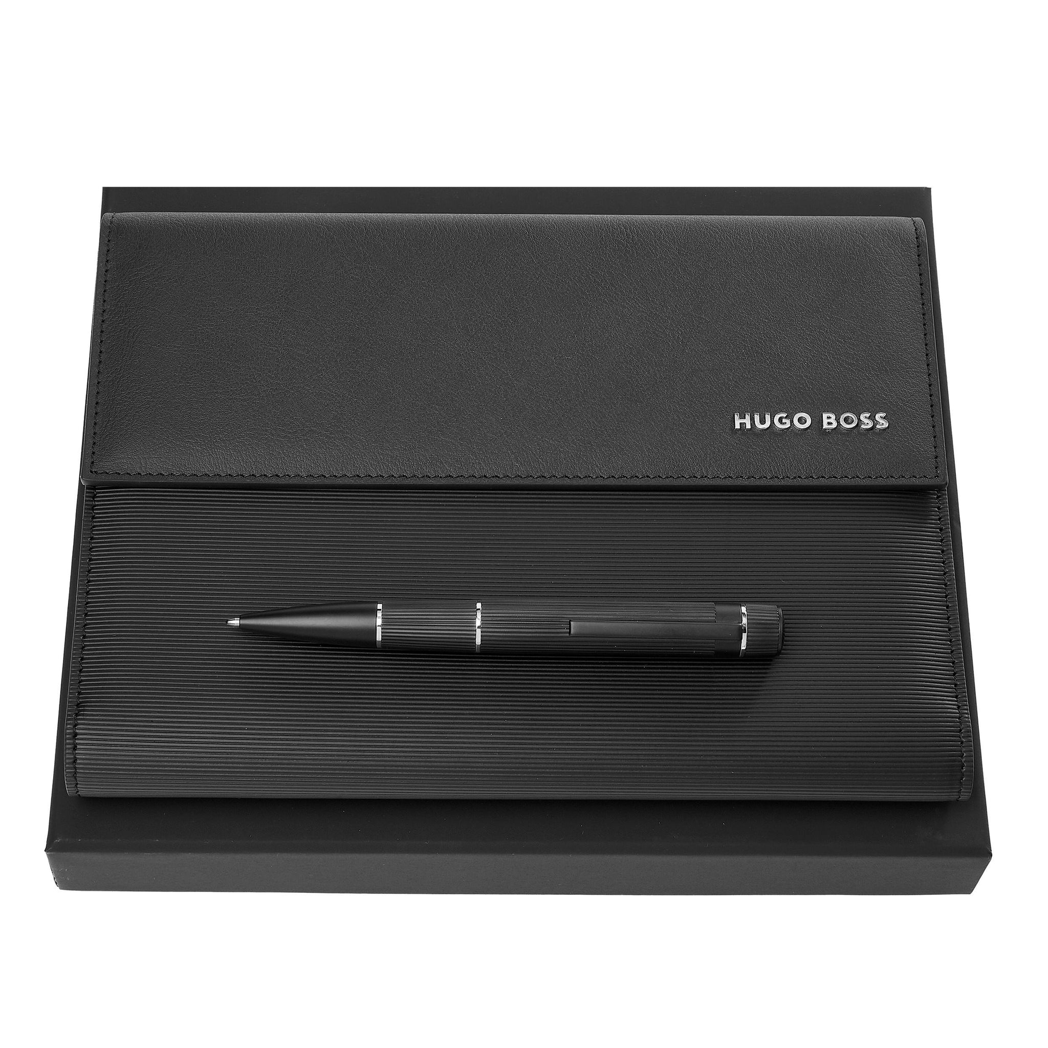 Office sets HUGO BOSS trendy black ballpoint pen & A5 folder