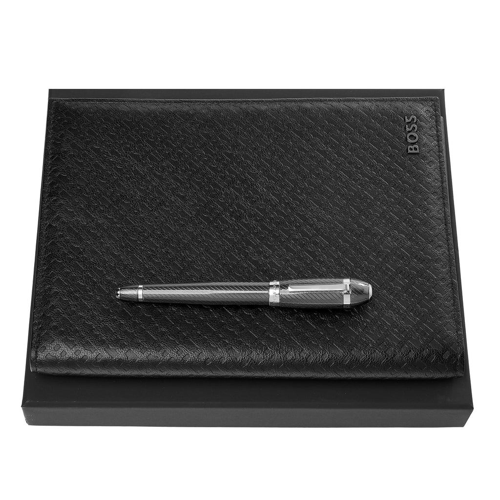 Elegant gift set for men HUGO BOSS stylish rollerball pen & A5 folder