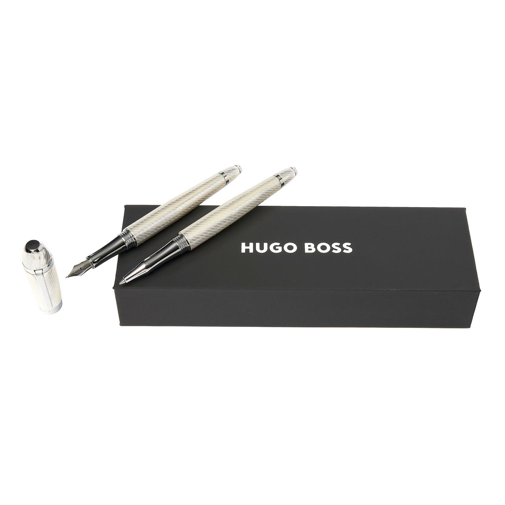 Pen sets HUGO BOSS Futurist Silver rollerball pen & fountain pen Arc