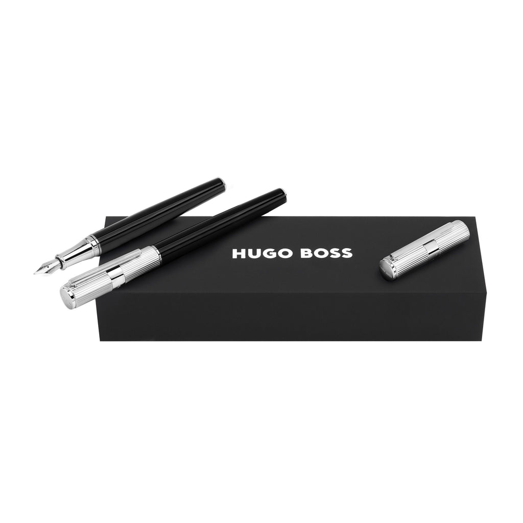 Pen set HUGO BOSS Silver rollerball pen & fountain pen Formation line