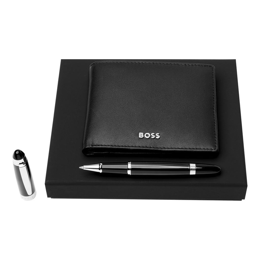  Men's featured gift set HUGO BOSS trendy Black rollerball pen & wallet