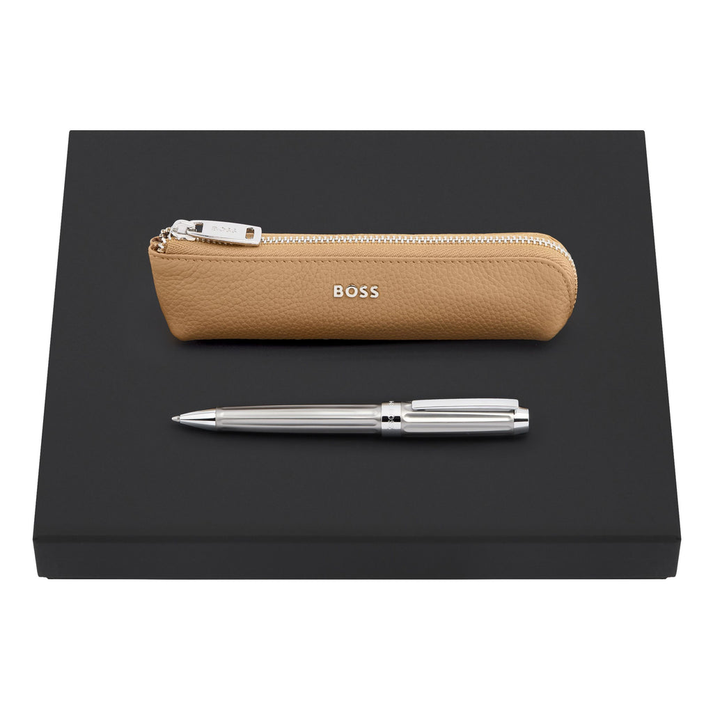 HUGO BOSS luxury ballpoint pen gift set with business leather pen case