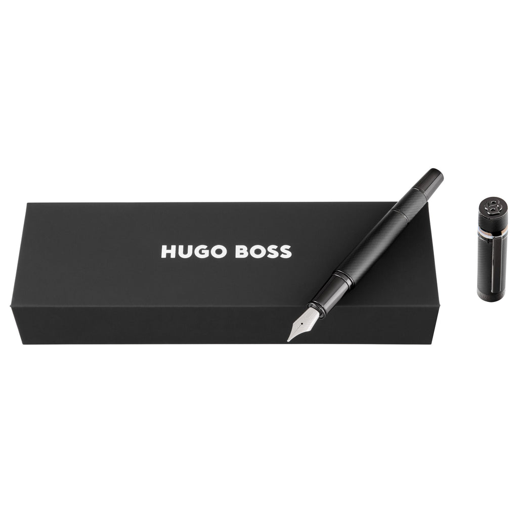 HUGO BOSS black matte fountain pen Core Iconic with tricolor on cap