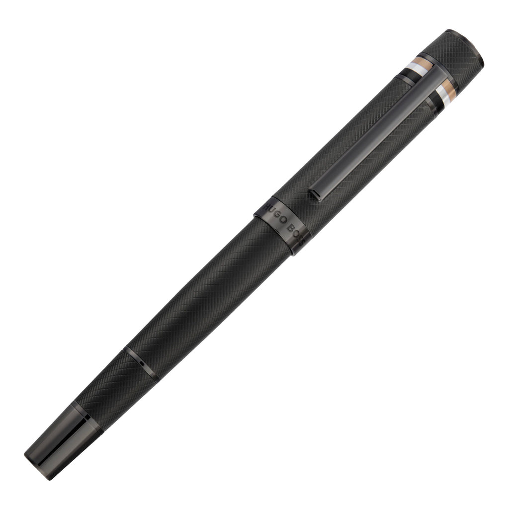 HUGO BOSS black matte fountain pen Core Iconic with tricolor on cap