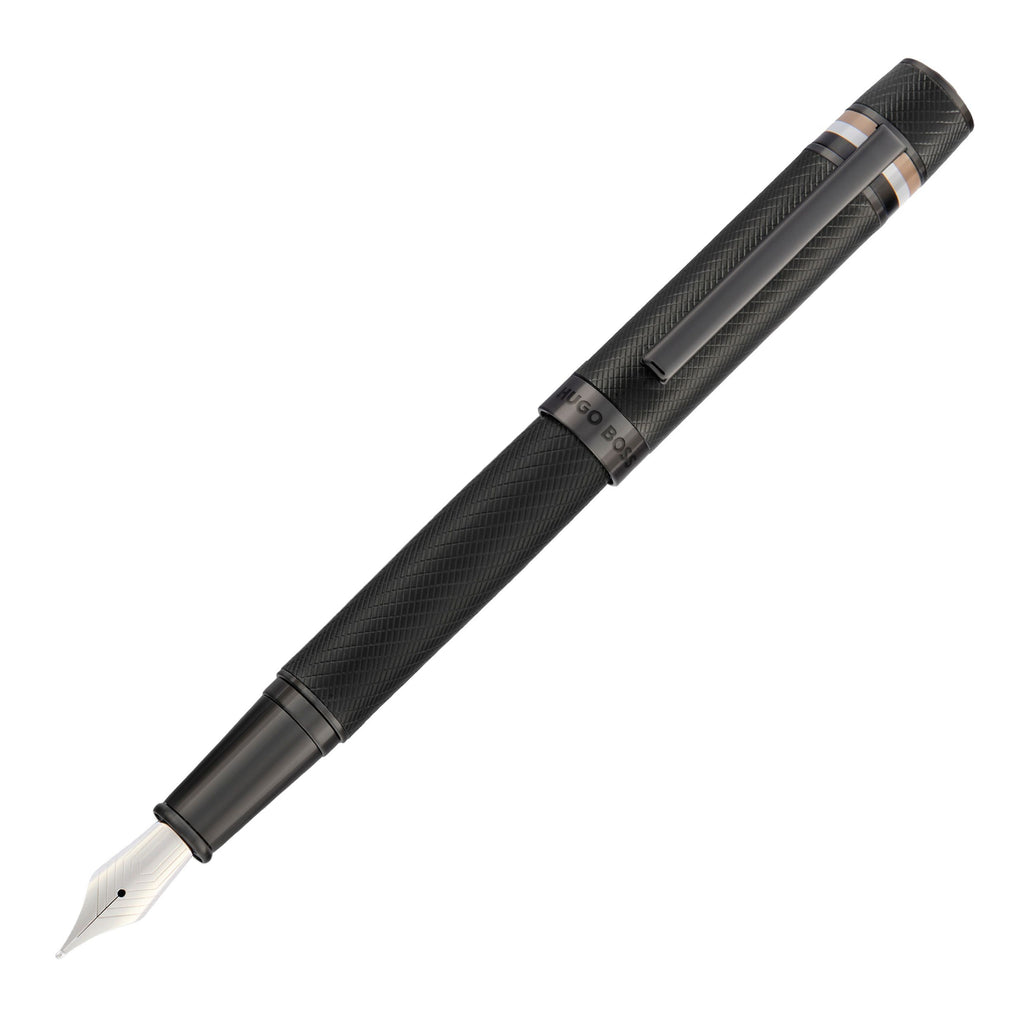 HUGO BOSS black matte fountain pen Core Iconic with tricolor on cap