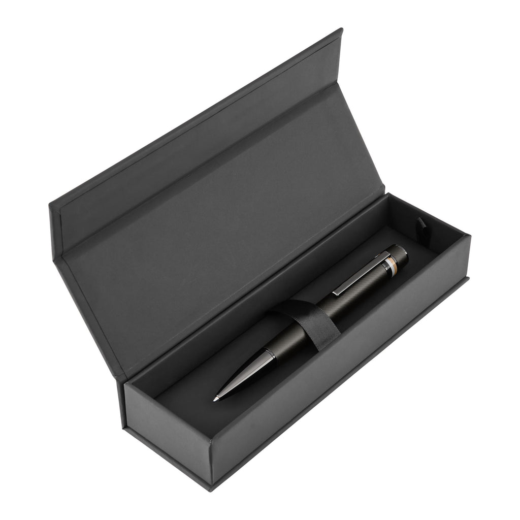 HUGO BOSS black matte ballpoint pen Core Iconic with engraved pattern