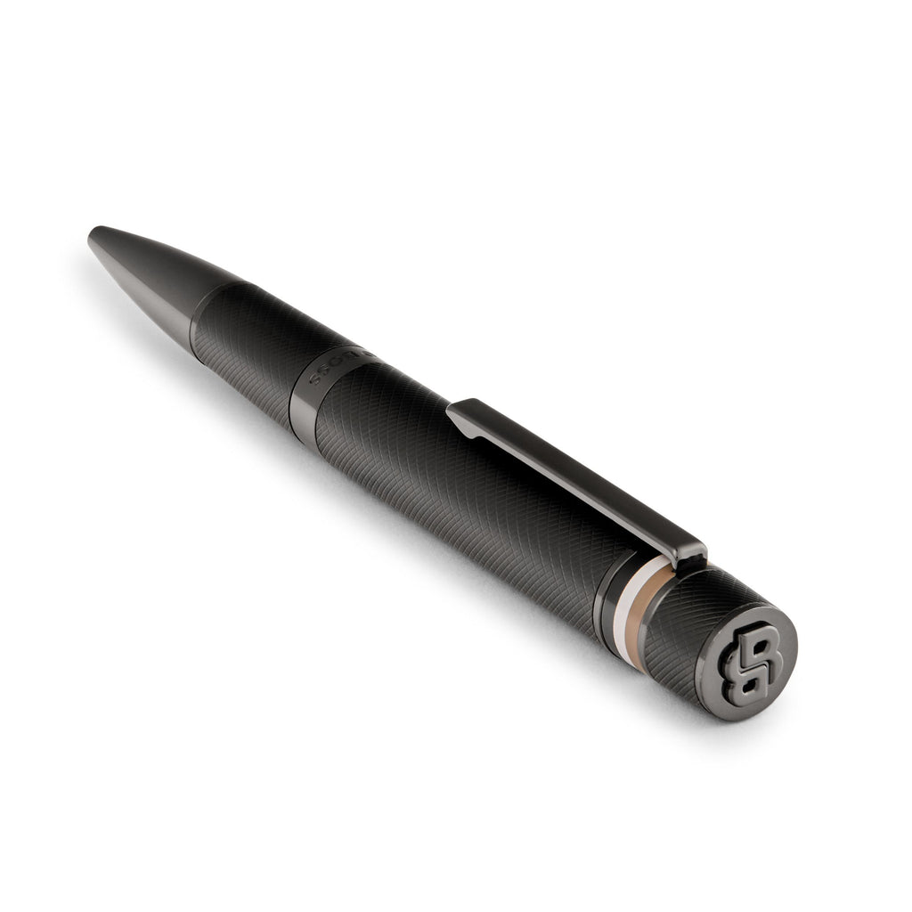 HUGO BOSS black matte ballpoint pen Core Iconic with engraved pattern