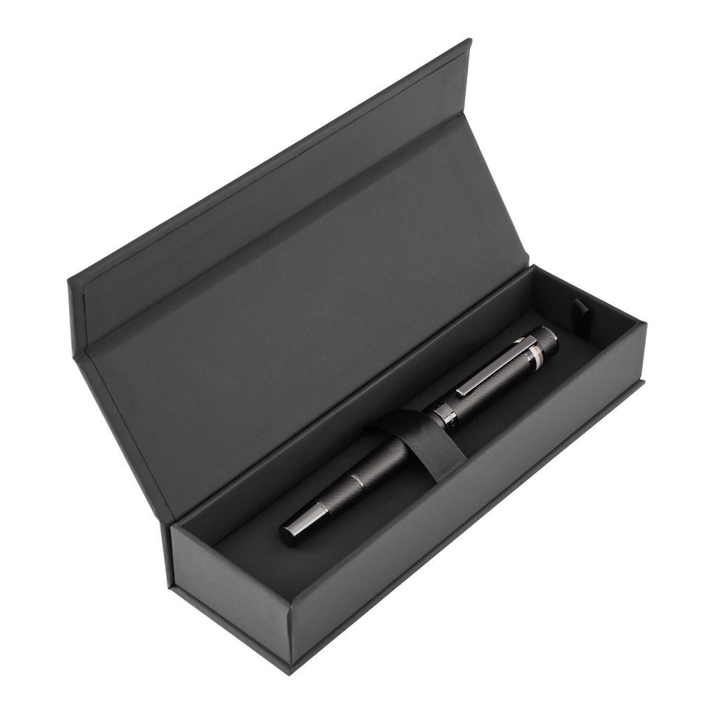 HUGO BOSS black rollerball pen Core Iconic with gun-metal plated logo