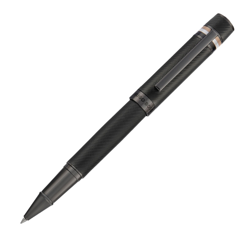 HUGO BOSS black rollerball pen Core Iconic with gun-metal plated logo