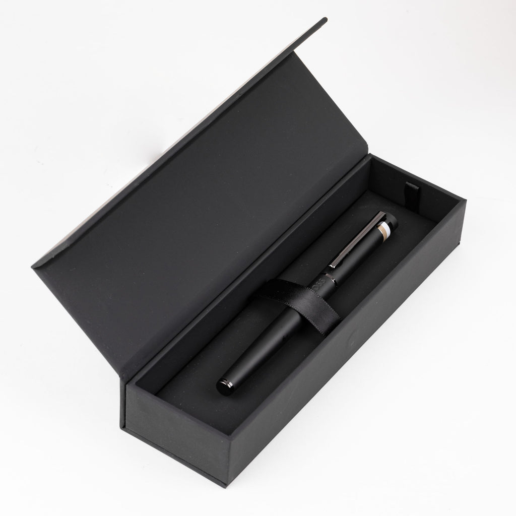 HUGO BOSS Black rubberized Rollerball pen Loop Iconic