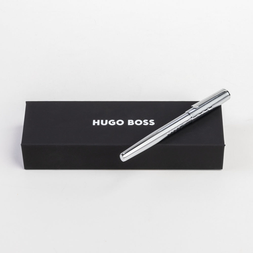 HUGO BOSS Chrome Fountain Pen Label with oversized logo