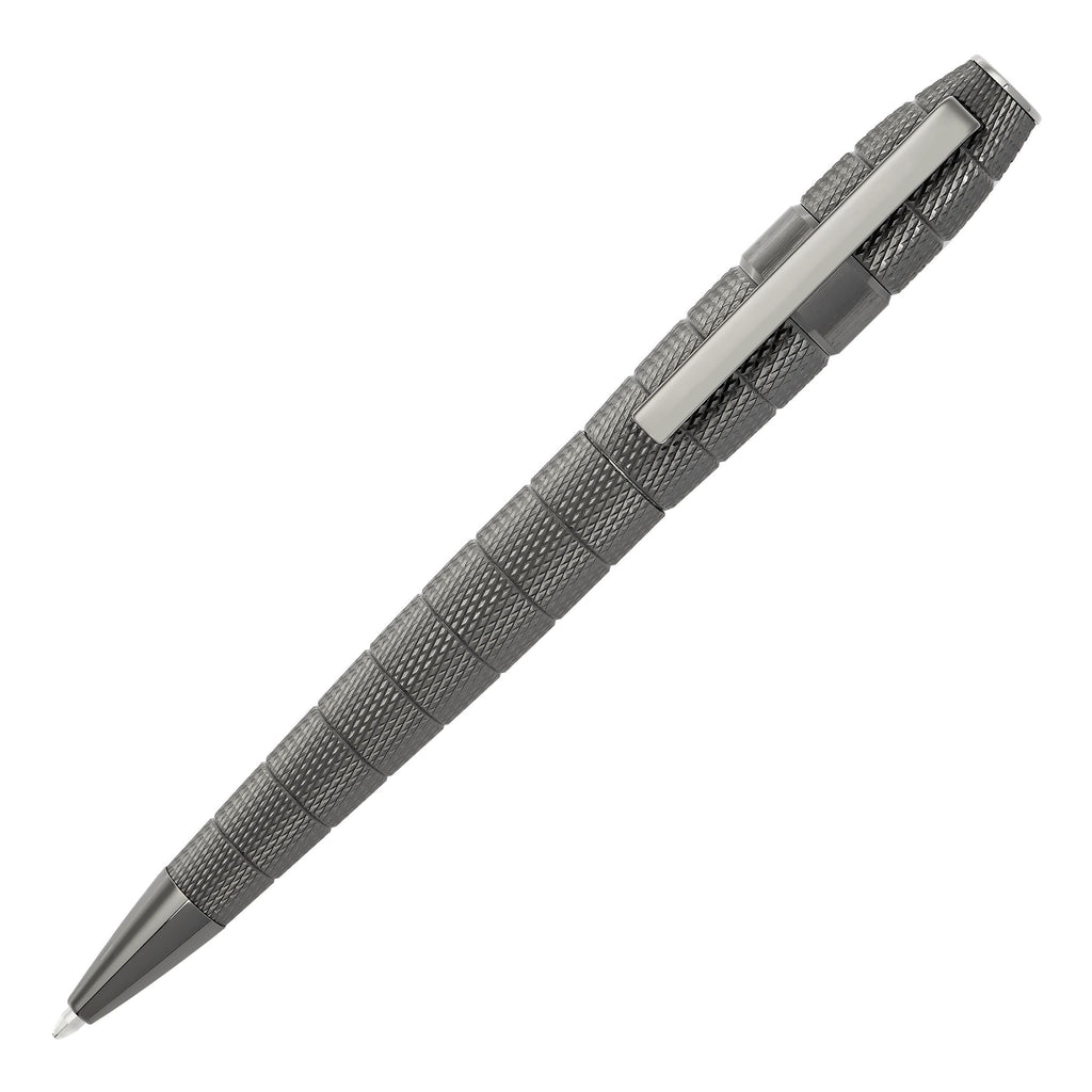 HUGO BOSS Ballpoint pen Quantum in brushed gun color logo ring