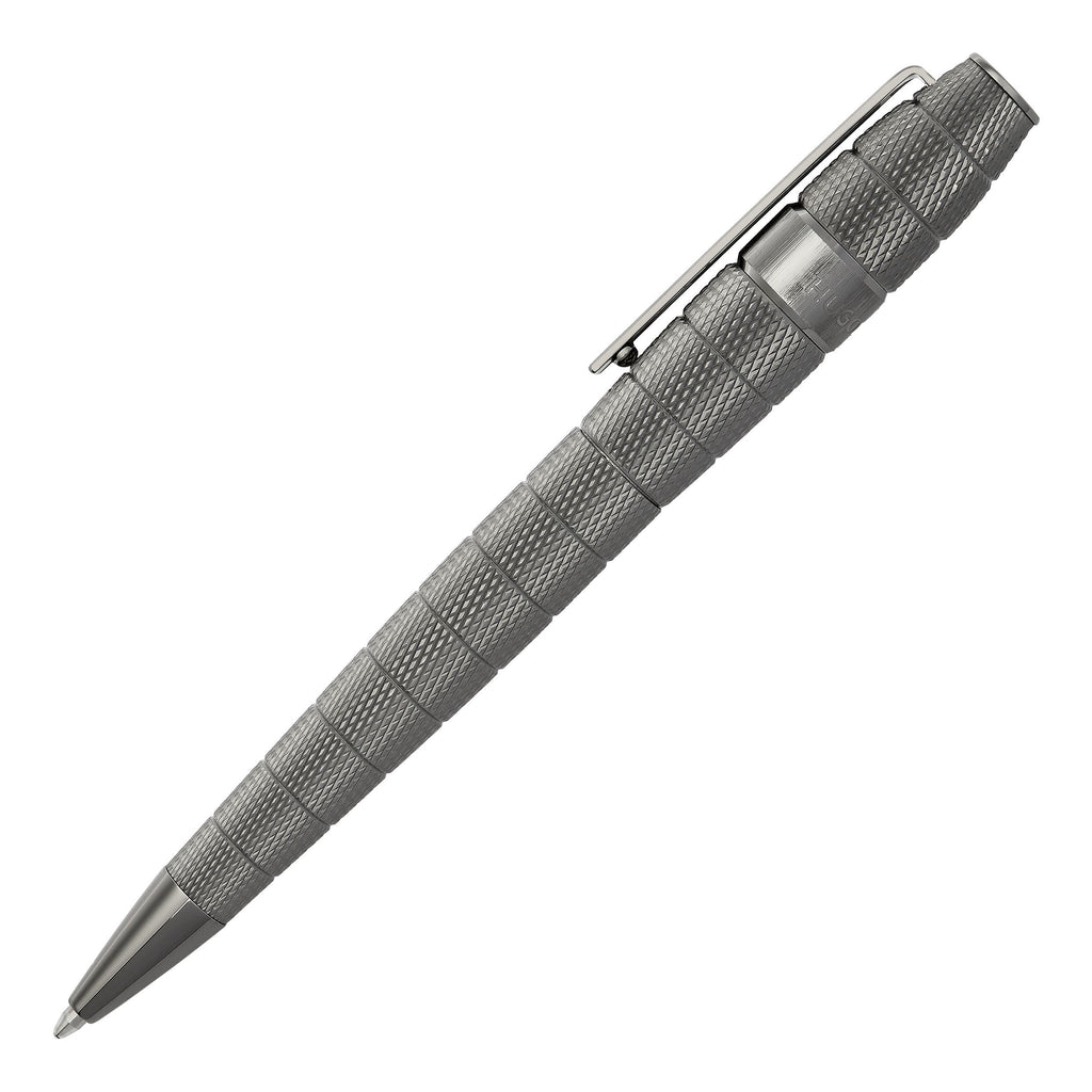 HUGO BOSS Ballpoint pen Quantum in brushed gun color logo ring