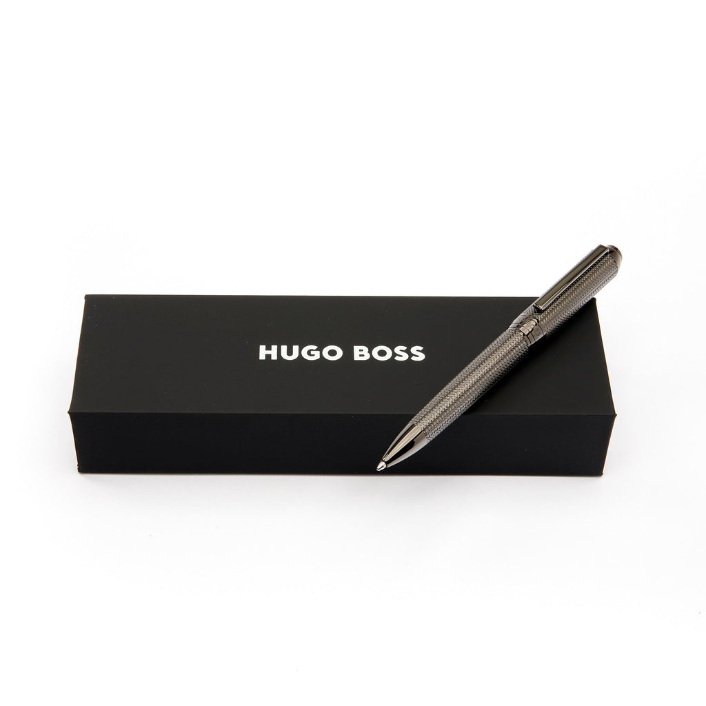 HUGO BOSS  ballpoint pen in gun color herringbone pattern Elemental 