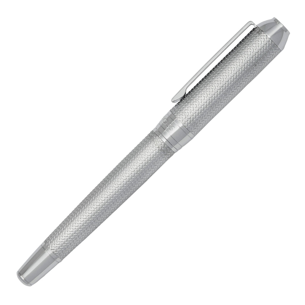 HUGO BOSS Silver Rollerball pen in matte metallic surface Elemental