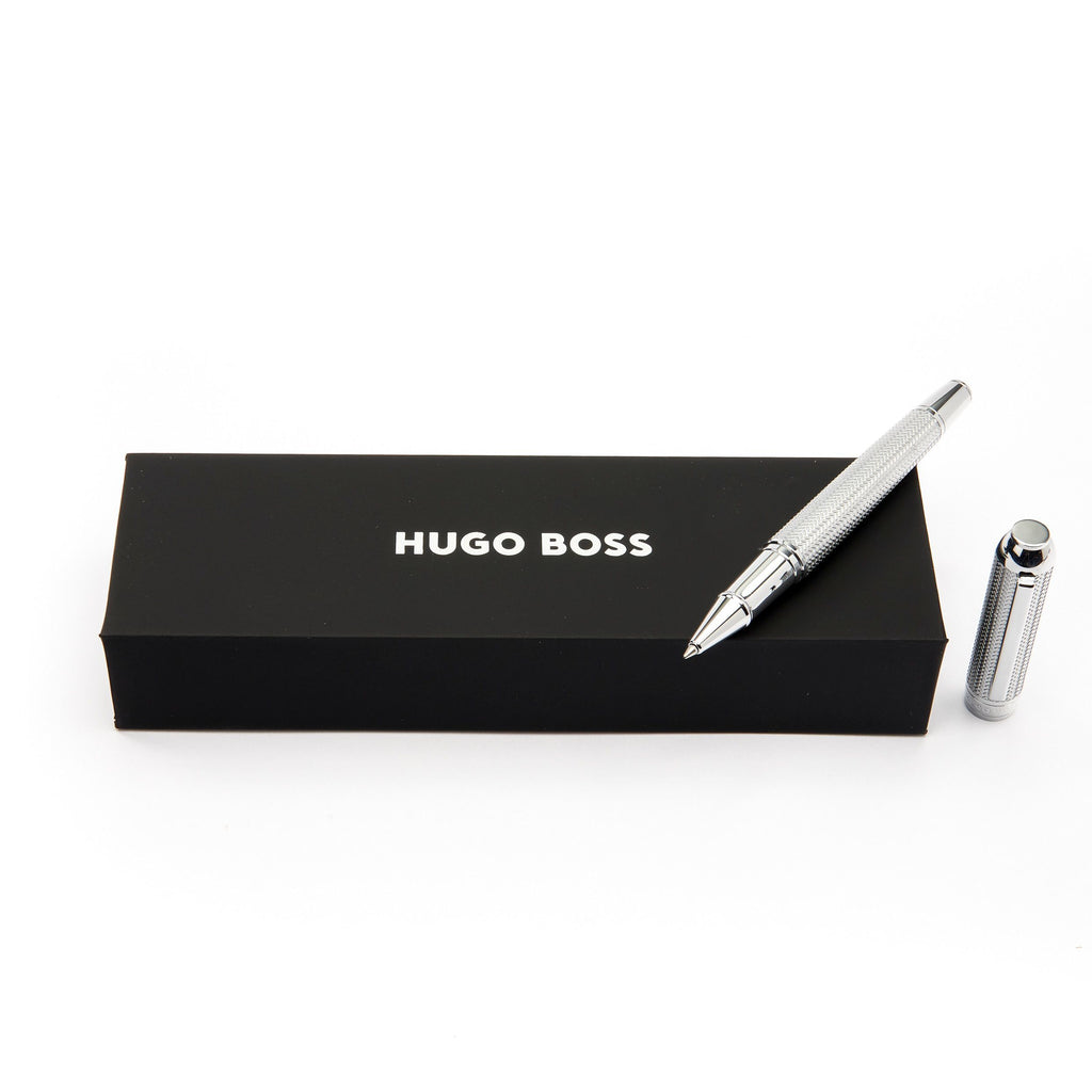 HUGO BOSS Silver Rollerball pen in matte metallic surface Elemental