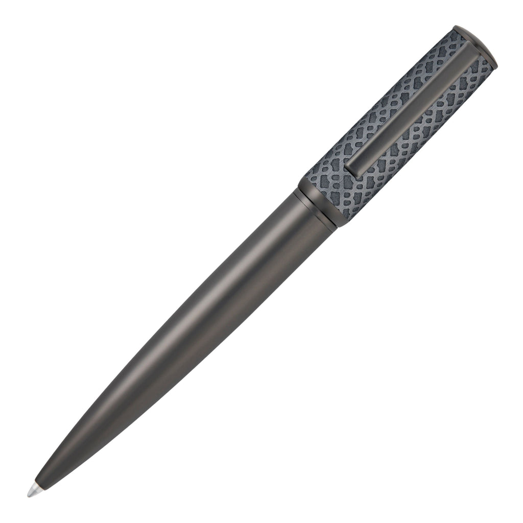 HUGO BOSS Ballpoint pen Arche in gun-plated brushed monogram pattern