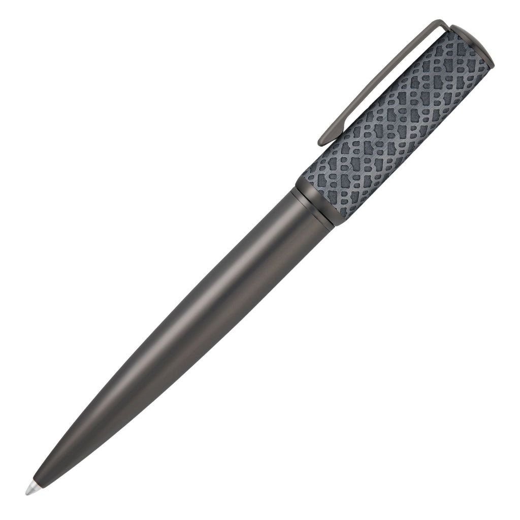 HUGO BOSS Ballpoint pen Arche in gun-plated brushed monogram pattern