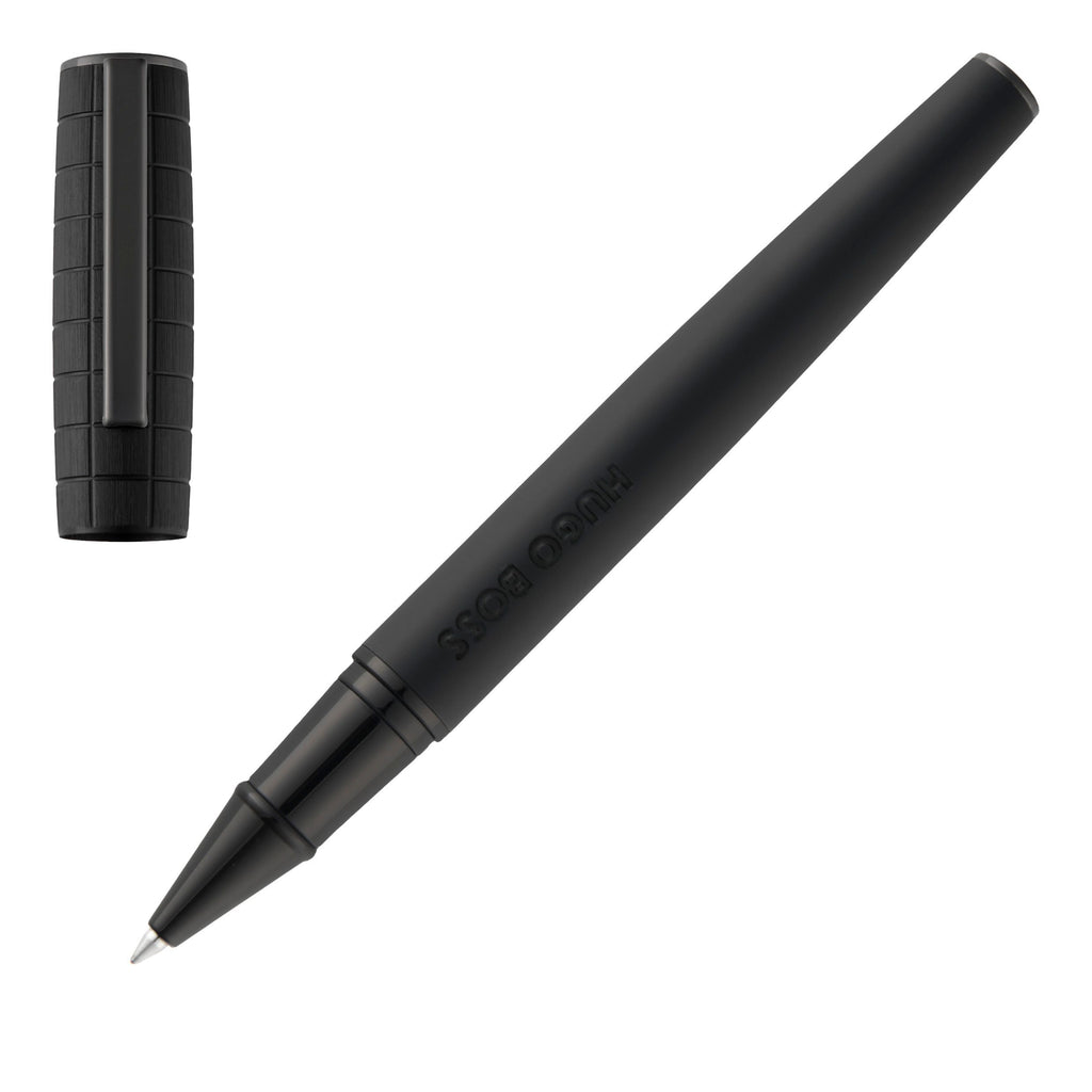 Set with BOSS bauhaus black plated ballpoint pen & rollerball pen Arche