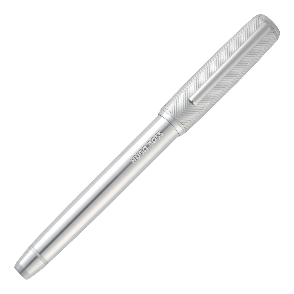 HUGO BOSS chrome plated fountain pen Pace with oversized embossed logo