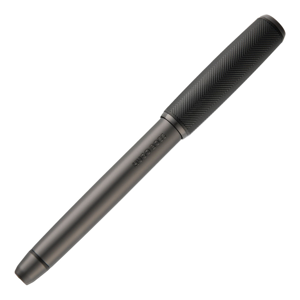 HUGO BOSS black plated rollerball pen Pace with gun metal double B logo 