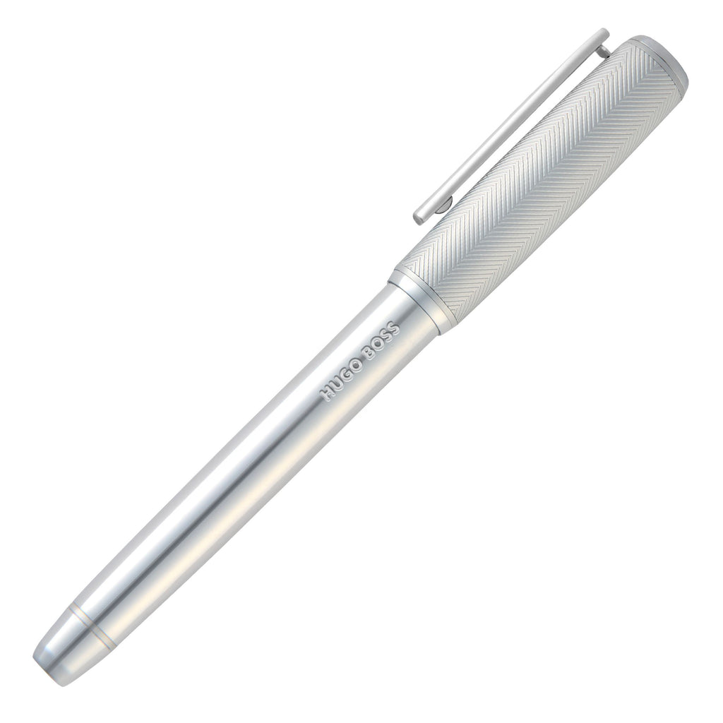 HUGO BOSS chrome-plated rollerball pen Pace with oversized logo on barrel