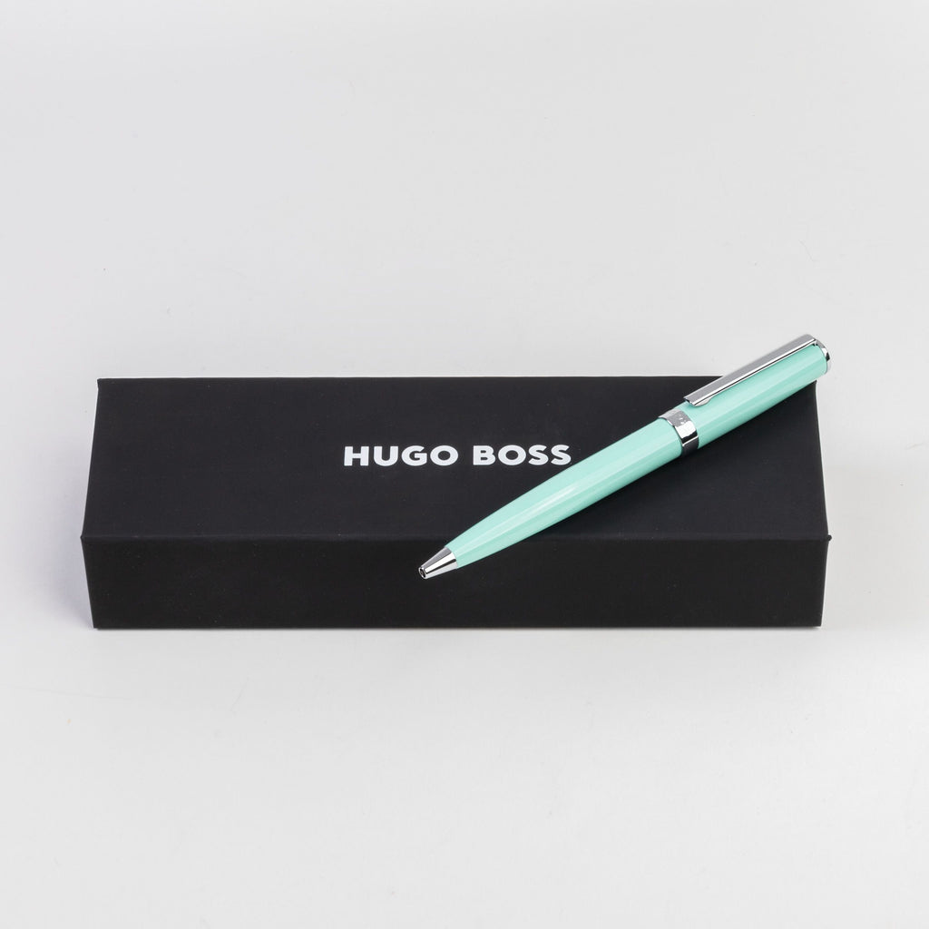  HUGO BOSS light green ballpoint pen Gear Icon with meral logo ring