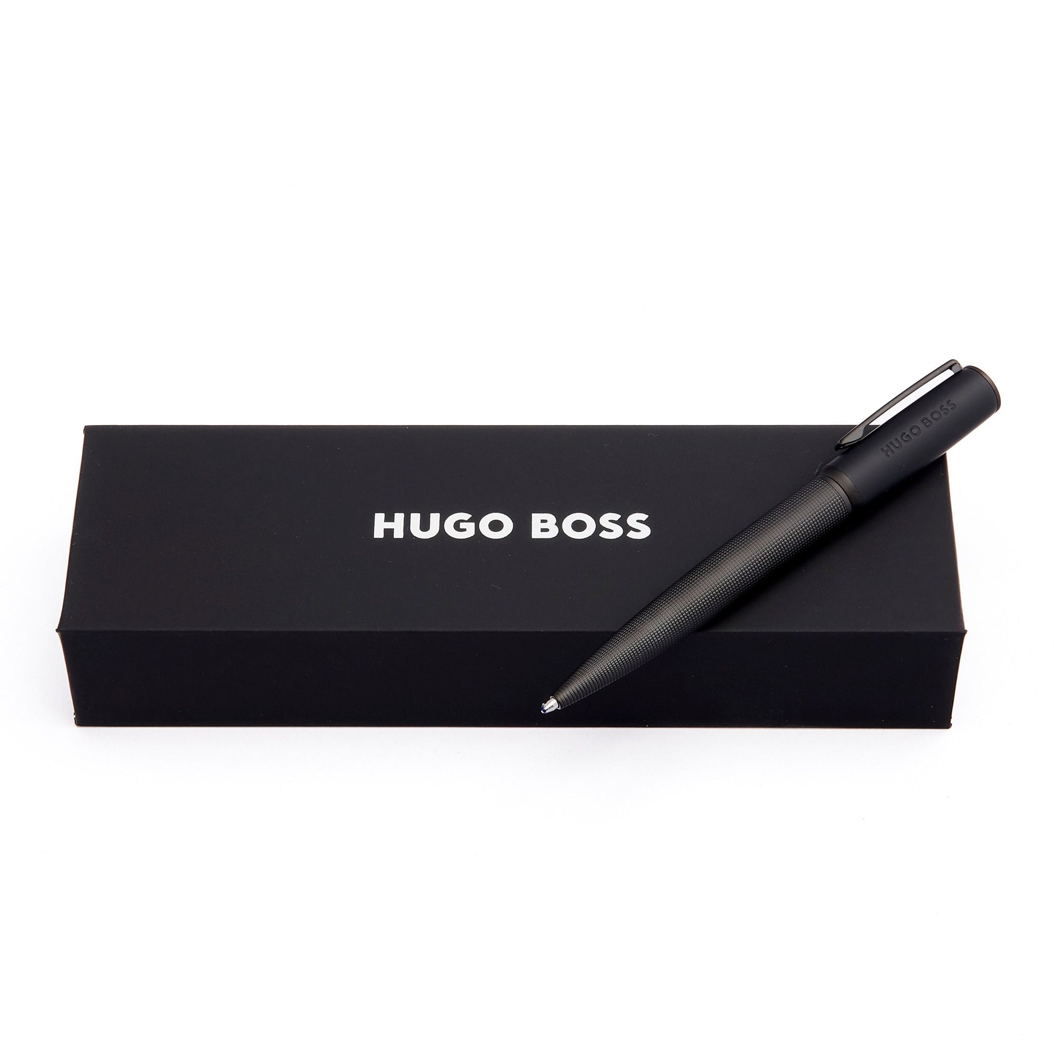 HUGO BOSS Men's Iconic Black Ballpoint pen with rubberized