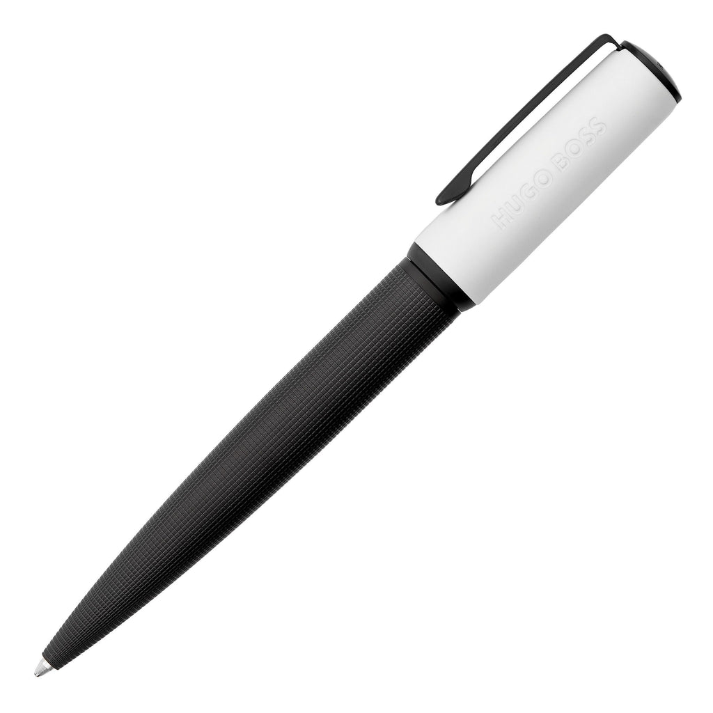  HUGO BOSS Iconic White Ballpoint pen Arche with matt black texture
