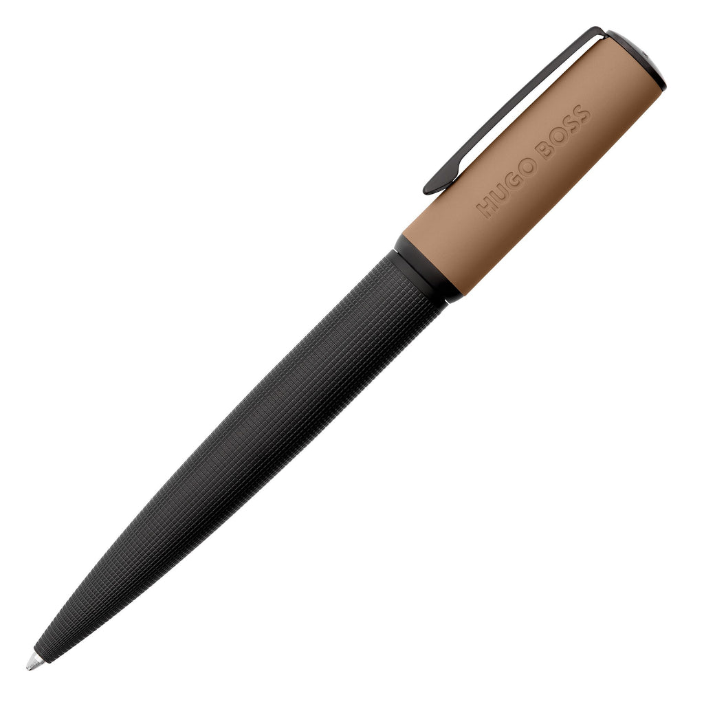 HUGO BOSS Iconic camel Ballpoint pen with black diamond texture Arche 