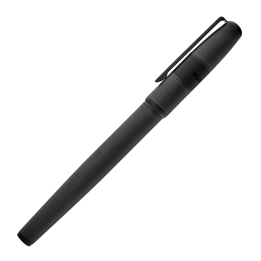 BOSS Black Rollerball pen Grid with rubber-like logo ring & grid pattern