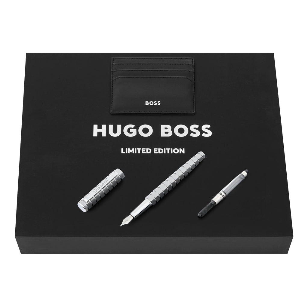 HUGO BOSS matt-chrome plate fountain pen Nexus in hexagonal shape