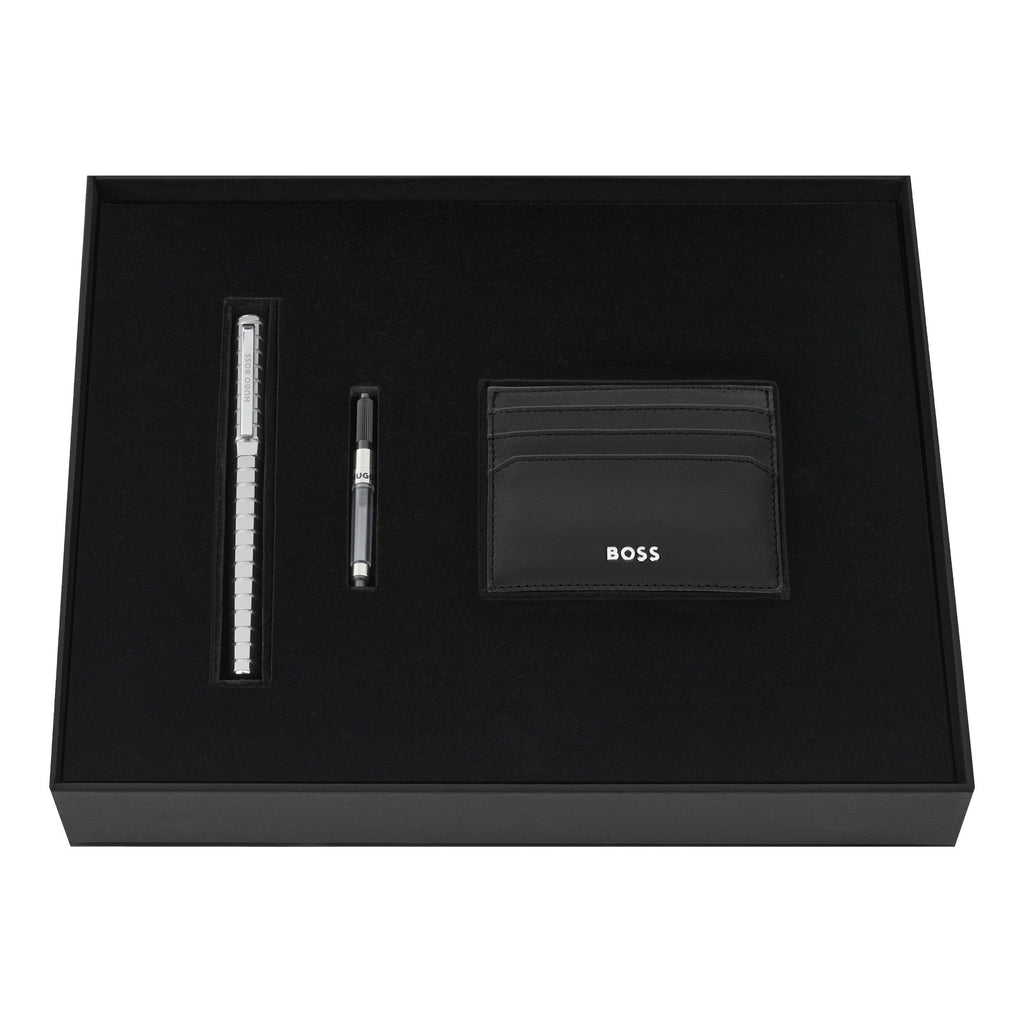 HUGO BOSS matt-chrome plate fountain pen Nexus in hexagonal shape