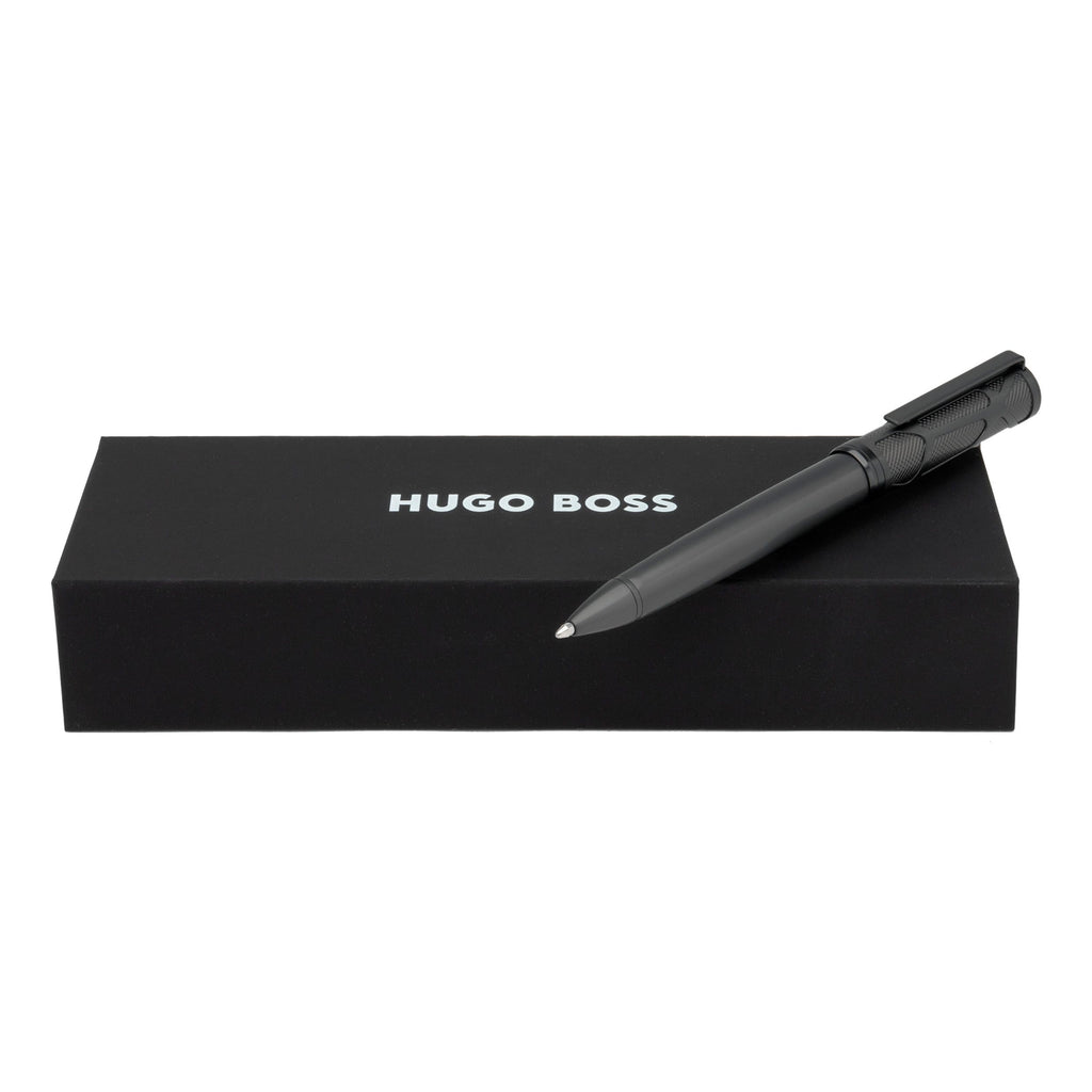 HUGO BOSS Ballpoint pen Craft in matt gun finish with engraved pattern