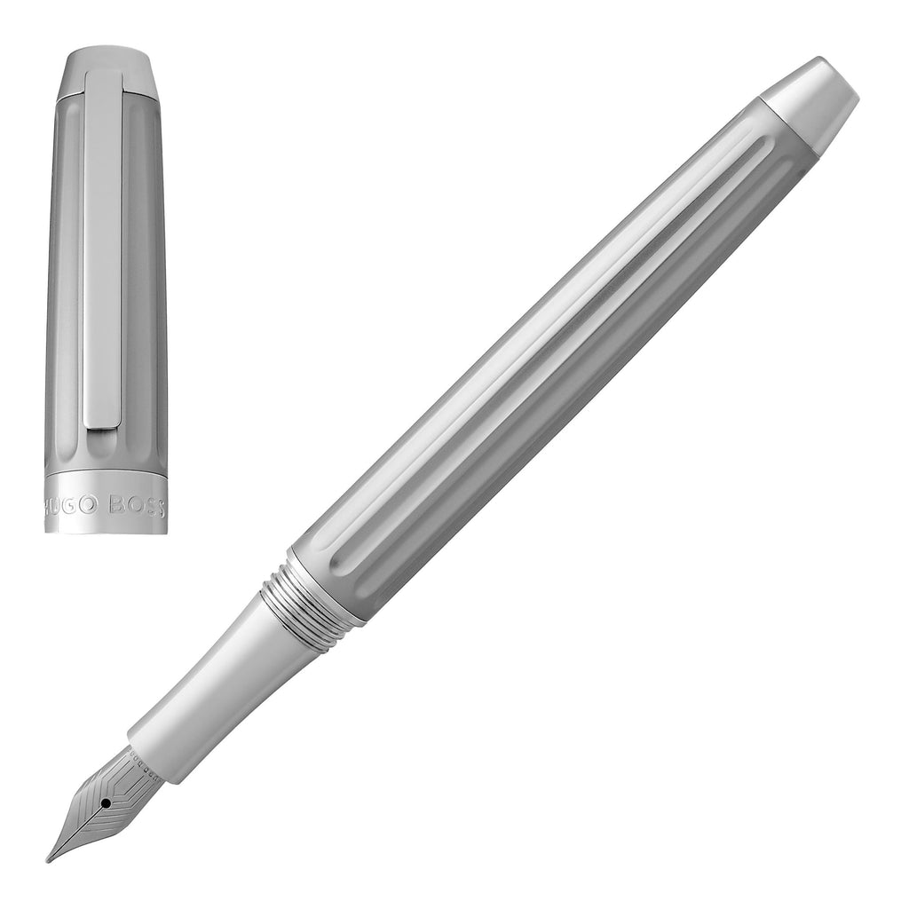 Set with HUGO BOSS chrome-plated ballpoint pen & fountain pen BEAM