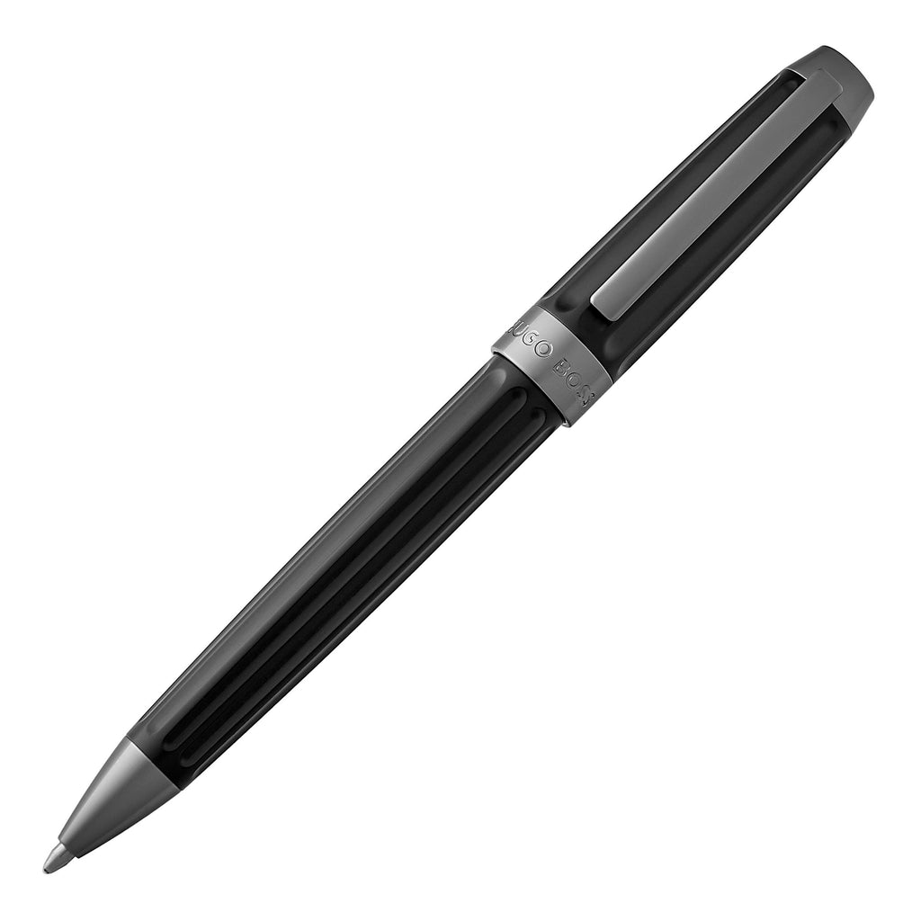 HUGO BOSS Black Ballpoint pen Beam with deep embossing logo on ring