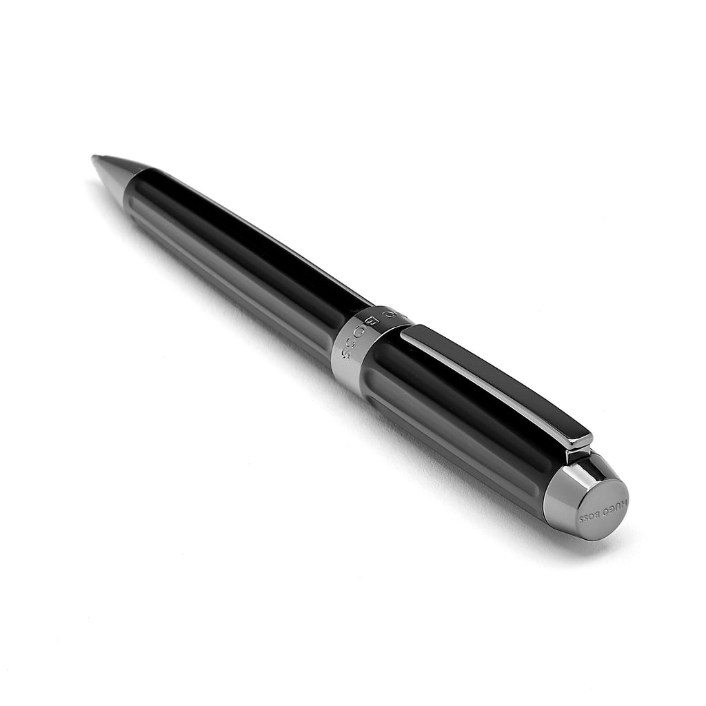 HUGO BOSS Black Ballpoint pen Beam with deep embossing logo on ring