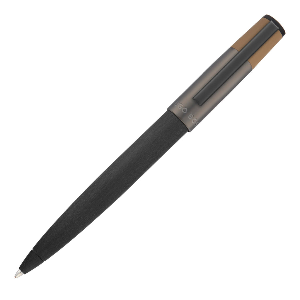 HUGO BOSS black brushed ballpoint pen Gear Balance in oxidized plating