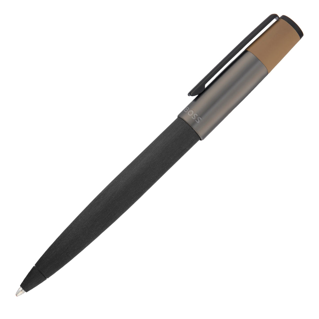 HUGO BOSS black brushed ballpoint pen Gear Balance in oxidized plating