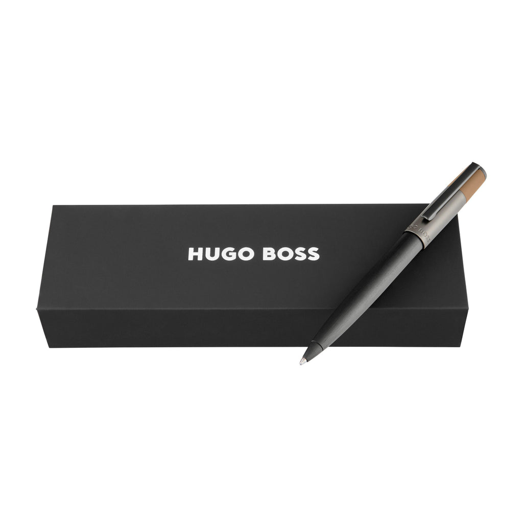 HUGO BOSS black brushed ballpoint pen Gear Balance in oxidized plating