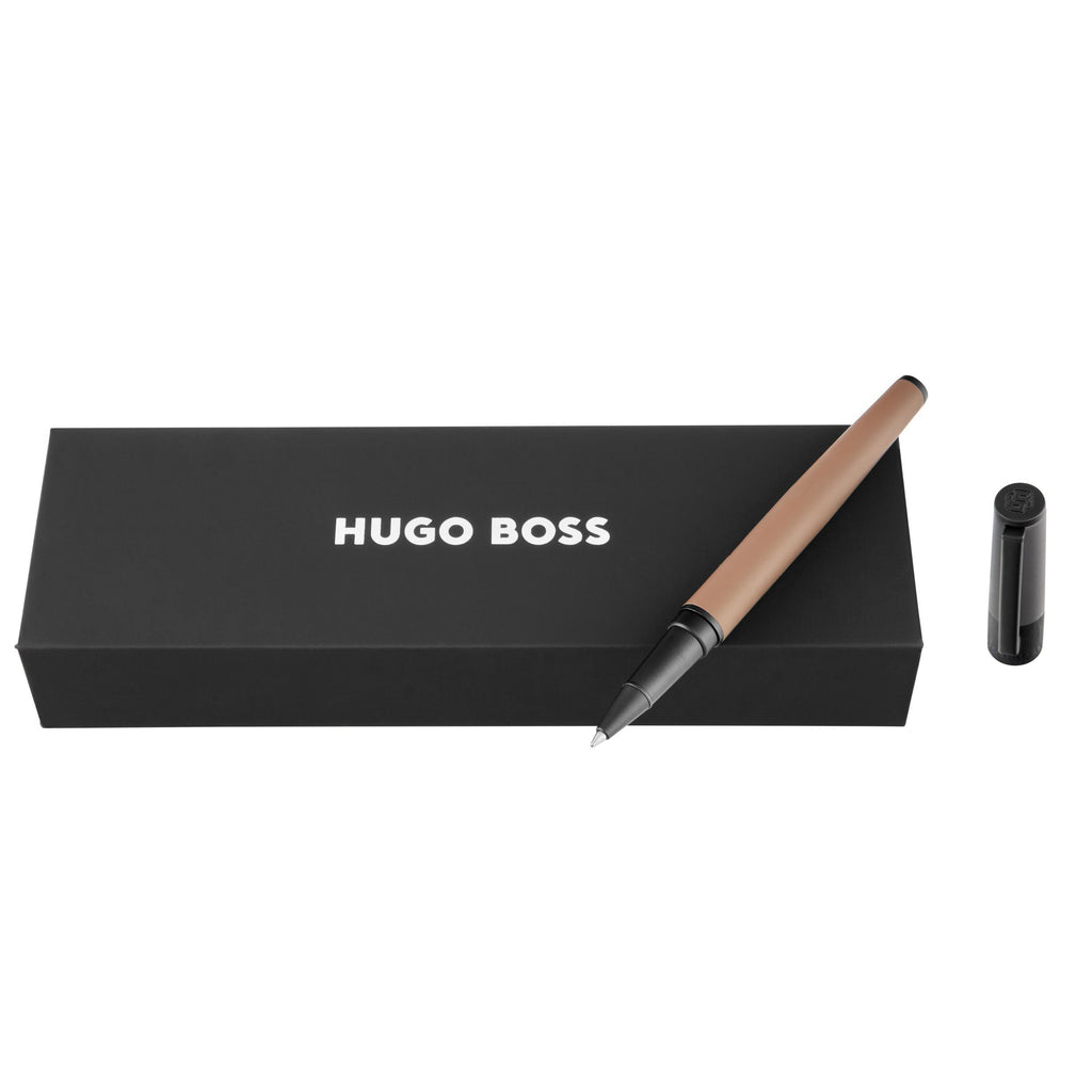 HUGO BOSS black almuminum rollerball pen Gear Balance with double B logo