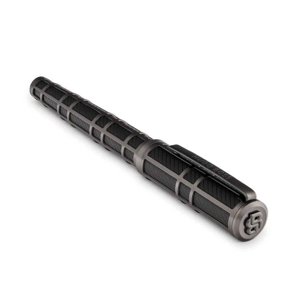 HUGO BOSS black fountain pen Frame Grid wrapped by gun-metal frame