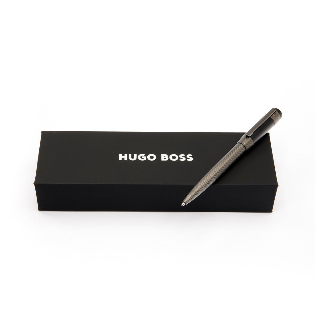 HUGO BOSS Ballpoint pen Rive in gun color grid-engraved texture