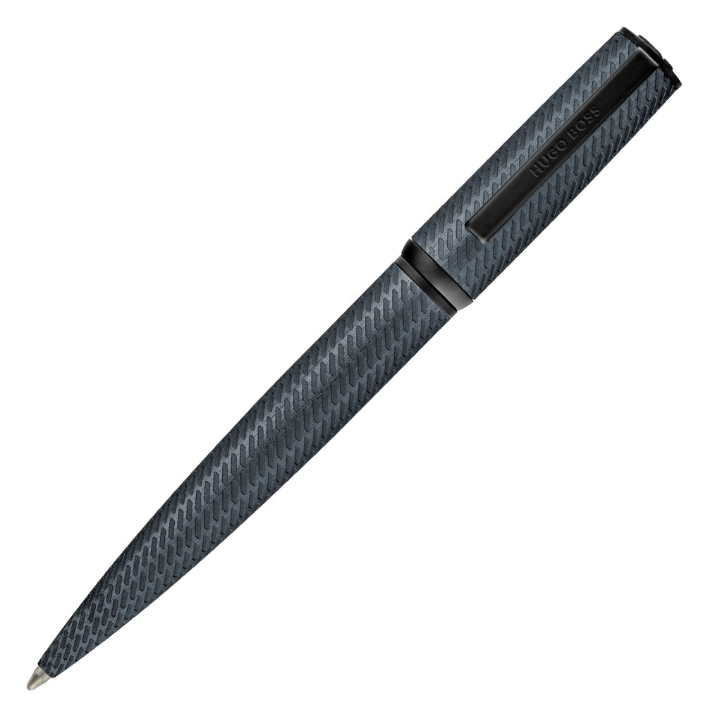 HUGO BOSS grey engraved pattern ballpoint pen Arche with Double B logo ...