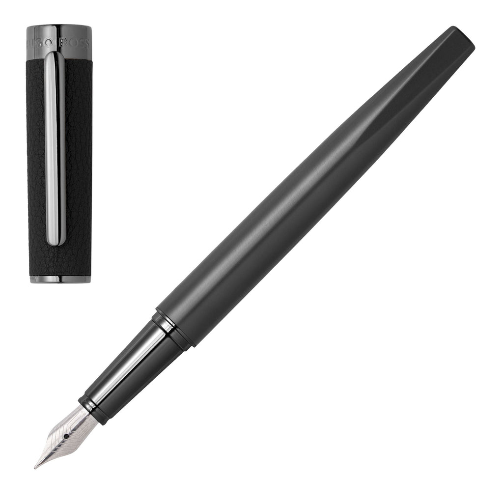 Luxury pen set Hugo Boss Black Ballpoint pen & Fountain pen CORIUM