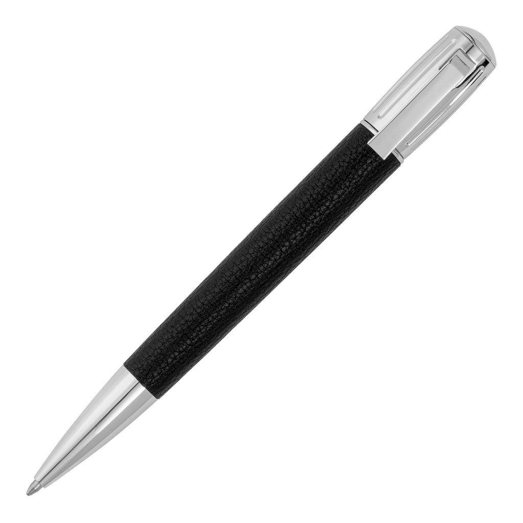 Set HUGO BOSS pebbled black ballpoint pen & A5 conference folder Iconic