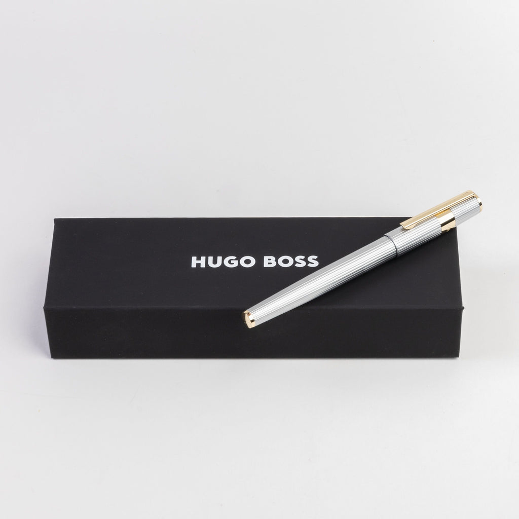 Branded gifts HUGO BOSS Silver/Gold Fountain pen Gear Pinstripe