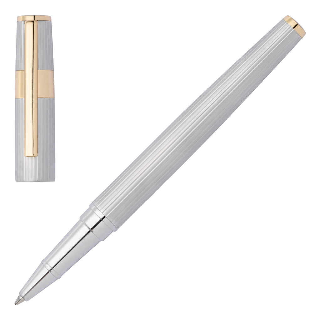 Pen set HUGO BOSS Silver/Gold rollerball & fountain pen Gear Pinstripe 