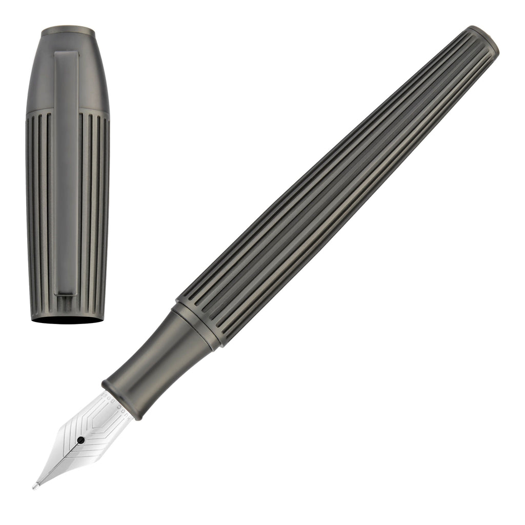 HUGO BOSS Fountain pen Arcade with gun-metal plated pinstripe pattern